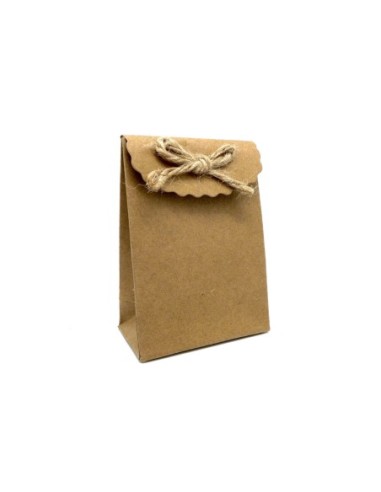 petites boites pochettes Cadeaux uni couleur kraft avec noeud en cordelette 10cm x 7,5cm