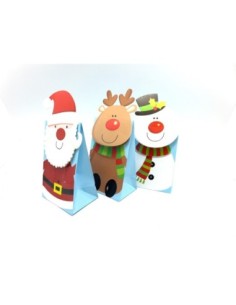 pochette cadeau motif Père Noël, cerf, renne et bonhomme de neige 2