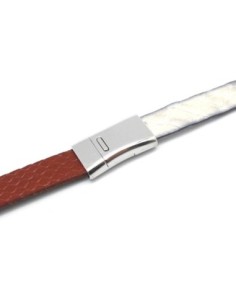 Fermoir aimanté pour lanière de 10mm en métal argenté brillant effet miroir
