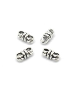 Lot de 10 Perles connecteur 2 trous en métal argenté 13mm x 6mm pour cordon de 3mm 2