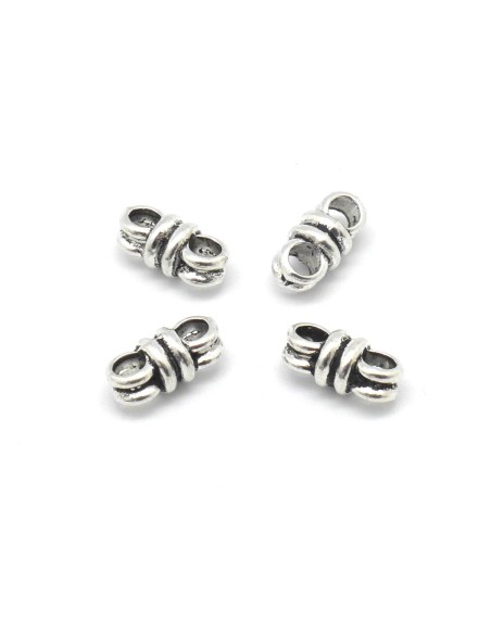 Perles connecteur 2 trous en métal argenté 13mm x 6mm pour cordon de 3mm Perles connecteur 2 trous en métal argenté 13mm x 6mm pour cordon de 3mm