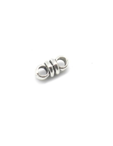 Perle 2 trous en métal argenté pour cordon de 3mm