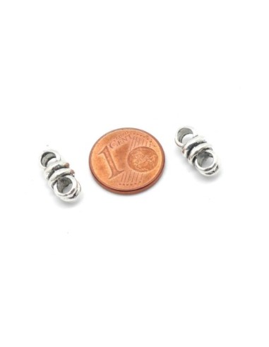 Perle argenté pour cuir de 3mm à 2 trous