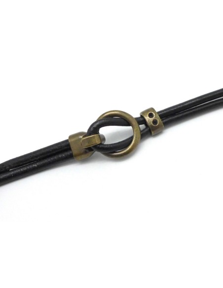 Fermoir crochet pour cordon souple de 4,5mm ou bracelet multi rangs en métal de couleur bronze 