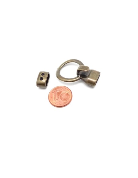 Fermoir crochet pour cordon souple de 4,5mm ou bracelet multi rangs en métal de couleur bronze 