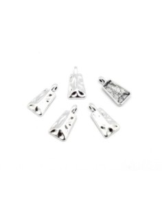 Lot de 5 Pendentifs breloques trapèze triangle en métal argenté martelé 25mm x 13mm 2