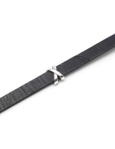 Perle passant croix pour lanière de 7mm en métal argenté 2