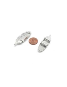 Perle passant plume slide pour lanière de 10mm en métal argenté  2