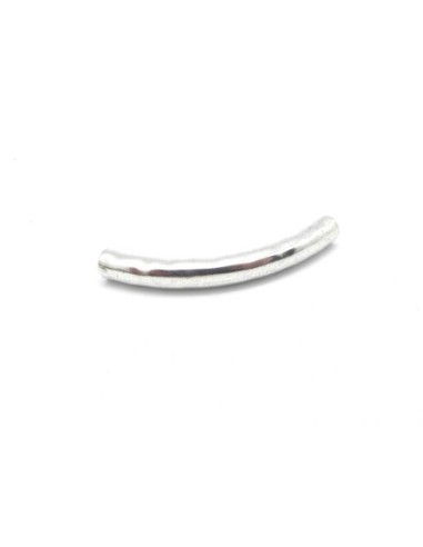 Perle tube passant en métal argenté martelé pour cordon de 3mm