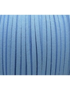 Cordon plat daim synthétique suédine de couleur bleu ciel bleu maya 2,5mm