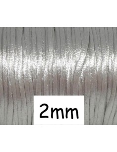 Cordon queue de rat gris clair argenté brillant 2mm