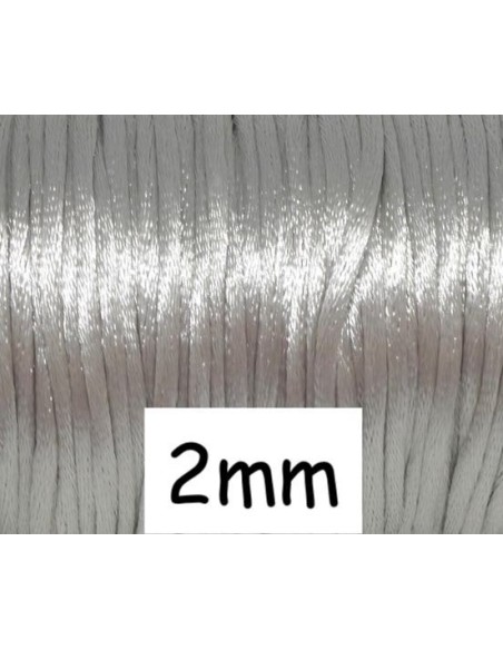 Cordon queue de rat gris clair argenté brillant 2mm