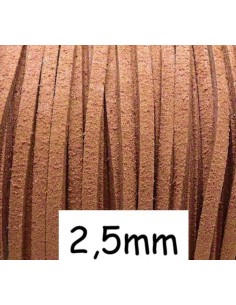 Cordon plat daim synthétique marron cannelle 2,5mm