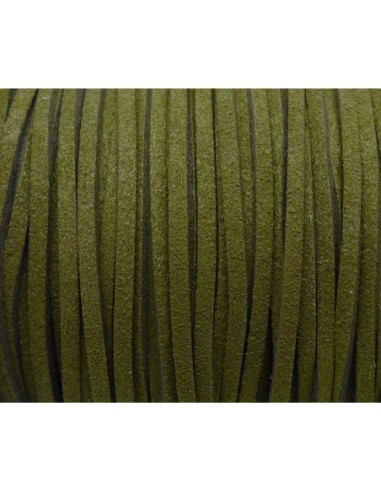 Cordon daim synthétique vert olive 2,5mm