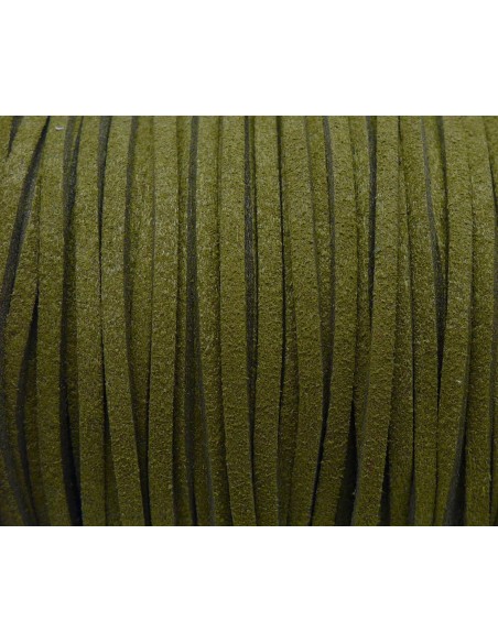 Cordon daim synthétique vert olive 2,5mm