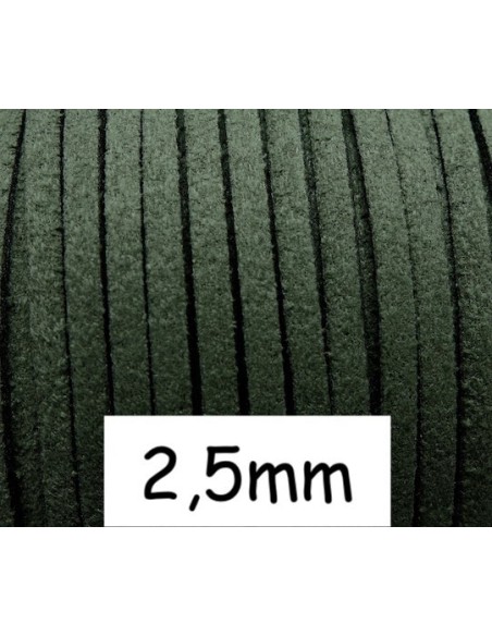 Cordon suédine vert kaki 2,5mm