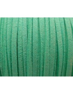 Cordon plat daim synthétique suédine de couleur vert menthe à l'eau 2,5mm