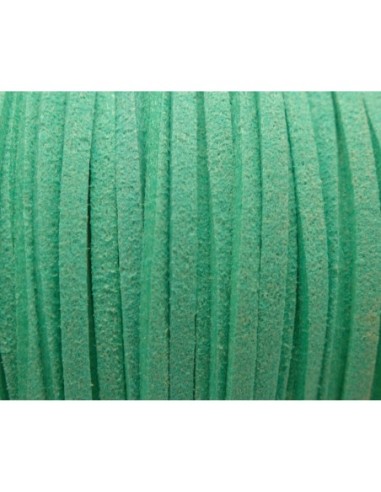 Cordon plat daim synthétique suédine de couleur vert menthe à l'eau 2,5mm