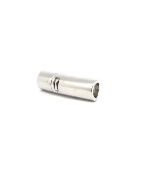 Fermoir aimanté tube pour cordon de 6mm en métal argenté brillant effet miroir