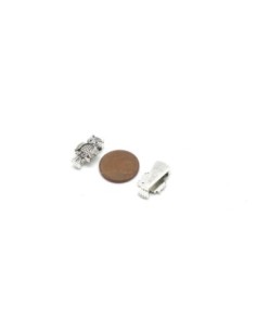 10 perles passant hibou, chouette pour lanière de 10mm en métal argenté  2