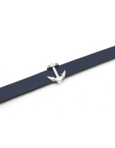 perle passant ancre marine pour lanière de 10mm en métal argenté