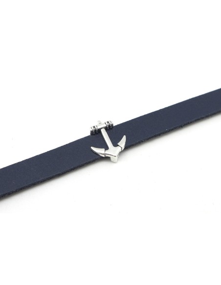 perle passant ancre marine pour lanière de 10mm en métal argenté 