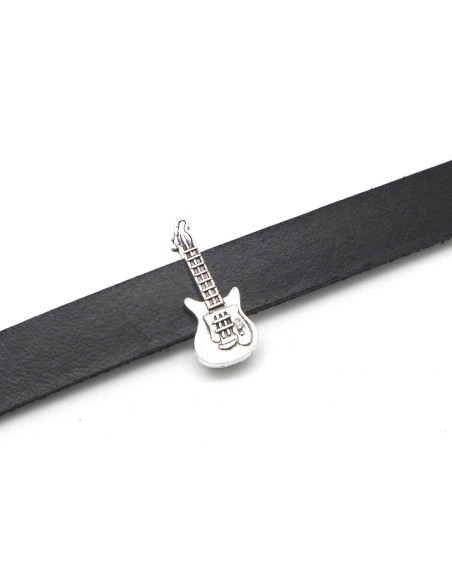 perle passant guitare pour lanière de 10mm en métal argenté 