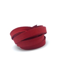 1m Cordon plat 10mm daim synthétique de couleur rouge carmin bordeaux - suédine