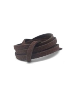 2m Cordon plat daim synthétique 5mm de couleur marron foncé
