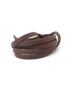 2m de Cordon plat daim synthétique de couleur marron 5mm