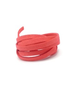 2m Cordon plat daim synthétique de couleur rose, rouge capucine 5mm