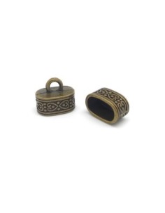 2 Embouts pour cordon 12,5 x 7,1mm, pouvant aussi servir de cache nœud en métal couleur bronze gravé