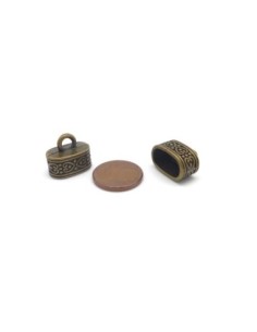 2 Embouts pour cordon 12,5 x 7,1mm, pouvant aussi servir de cache nœud en métal couleur bronze gravé 2