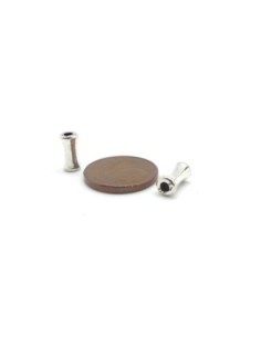 30 Perles petit tube en métal argenté légèrement incurvé 4mm x 9mm 2