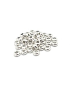 50 petites perles ronde rondelle lisse 5,4mm en métal argenté