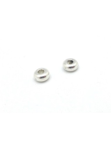 Petite perles ronde rondelle lisse 5,4mm en métal argenté