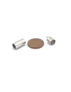 Fermoir tige embout rond pour cordon de 5mm en métal argenté  2
