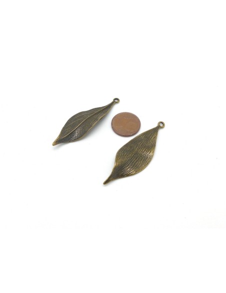 pendentif feuille 5cm bronze