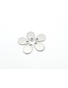 breloque larme goutte pétale en métal argenté lisse 