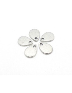 breloque larme goutte pétale en métal argenté lisse  2