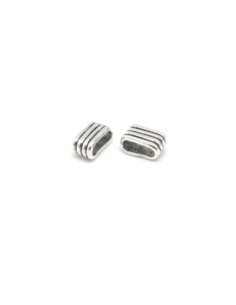 perle passant rectangulaire strié en métal argénté pour lanière de 10mm 2