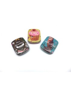 Lot de 3 Boites métalliques de rangement , boite cadeaux, ou boite à collectionner motif assorti hibou, gâteau cupcake fleur