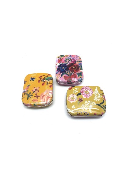 Lot de 3 Boites métalliques de rangement , boite cadeaux, ou boite à collectionner motif assorti fleur, oiseau, rose