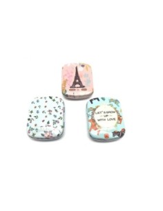 Lot de 3 Boites métalliques de rangement , boite cadeaux, ou boite à collectionner motif assorti tour Eiffel, Paris, fleur
