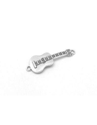 Perle Connecteur guitare en métal argenté 46mm demi jonc incurvé 