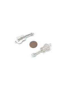 Perle Connecteur guitare en métal argenté 46mm demi jonc incurvé  2