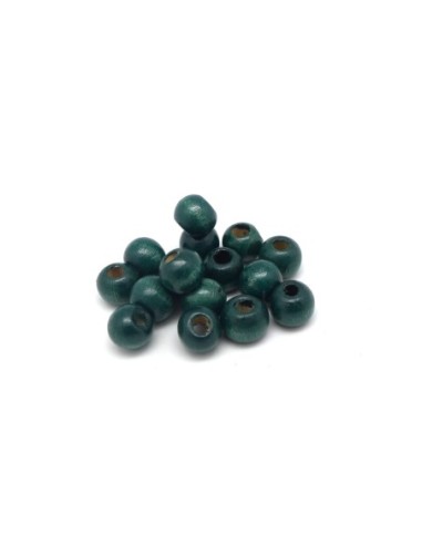 100 perles en bois peinte ronde 8mm de couleur vert 