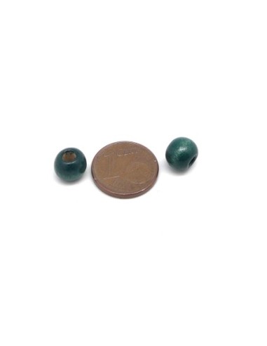 100 perles en bois peinte ronde 8mm de couleur vert 