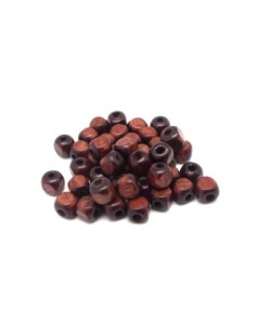 100 perles en bois peinte cube 6mm de couleur marron foncé