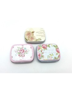 Lot de 3 Boites métalliques de rangement , boite cadeaux, ou boite à collectionner motif assorti rose, fleur, shabby chic